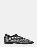 MINO Black Rhinestones Mesh Ballet Women's Ballet Flat | Steve Madden