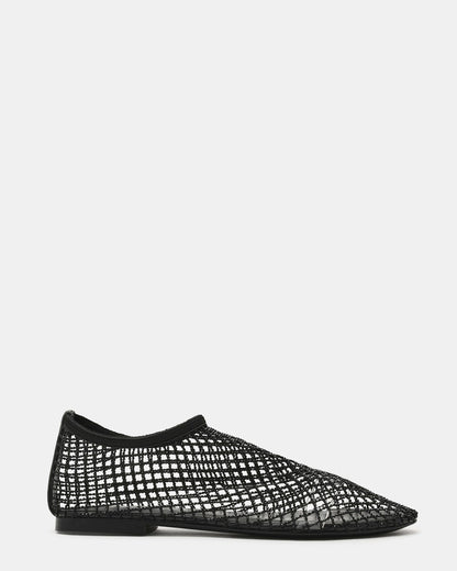 MINO Black Rhinestones Mesh Ballet Women's Ballet Flat | Steve Madden