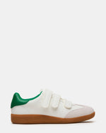 MOMENTUM White/Green Velcro Low-Top Women's Sneakers | Steve Madden