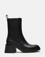 MURRAY Black Leather Block Heel Ankle Boot | Women's Booties | Steve Madden
