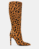 NITRO Spotted Leopard Pointed-Toe Stiletto Heel Knee-High Women's Boots | Steve Madden