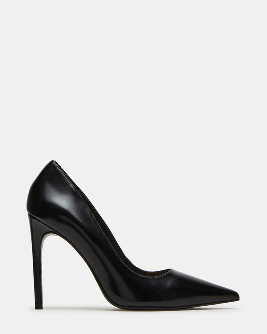 NOIR Black Leather Pointed-Toe Stiletto Pump Women's Heels | Steve Madden
