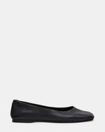 NURTURE Black Leather Square-Toe Ballet Women's Flat | Steve Madden