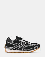 PAGER Black Low-Top Lace-Up Mesh Women's Sneaker | Steve Madden