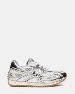 PAGER Silver Multi Low-Top Lace-Up Mesh Women's Sneaker | Steve Madden