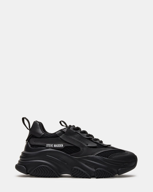 POSSESSION Black Platform Lace-Up Women's Sneaker | Steve Madden