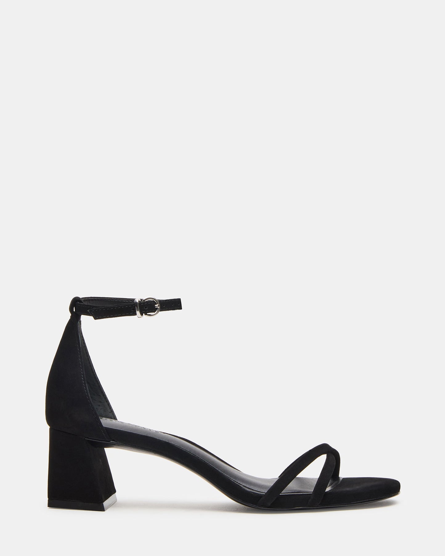 RAE Black Nubuck Strappy Block Heel Women's Sandal | Steve Madden