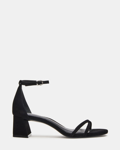 RAE Black Nubuck Strappy Block Heel Women's Sandal | Steve Madden