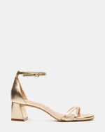 RAE Gold Leather Strappy Block Heel Women's Sandal | Steve Madden