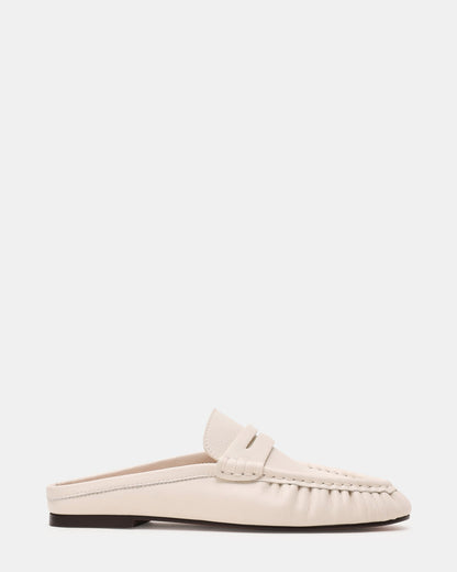 RAFE White Leather Slip-On Mule Women's Loafer | Steve Madden