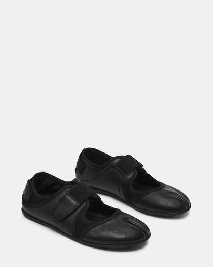 RAPID Black Leather Tabi Ballet Velcro Mary Jane Women's Sneaker | Steve Madden