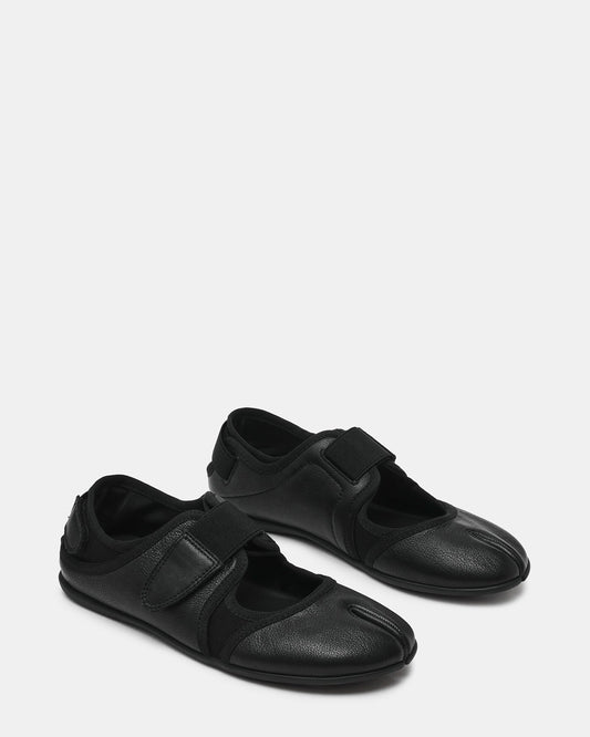 RAPID Black Leather Tabi Ballet Velcro Mary Jane Women's Sneaker | Steve Madden