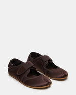 RAPID Brown Satin Tabi Ballet Velcro Mary Jane Women's Sneaker | Steve Madden