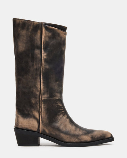 RAPTOR Black Distressed Pointed-Toe Block Heel Western Women's Boot | Steve Madden