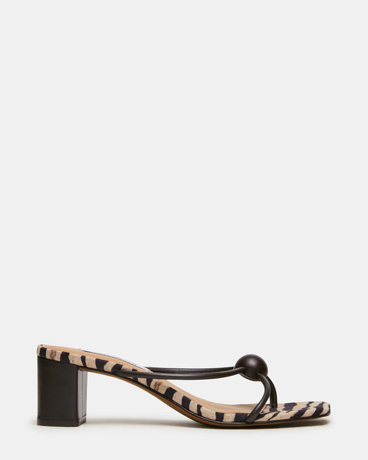 RAQUELLE Brown Multi Strappy Bead Thong Women's Block Heel | Steve Madden