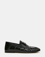 ROGER Black Eel Slip-On Women's Loafer | Steve Madden