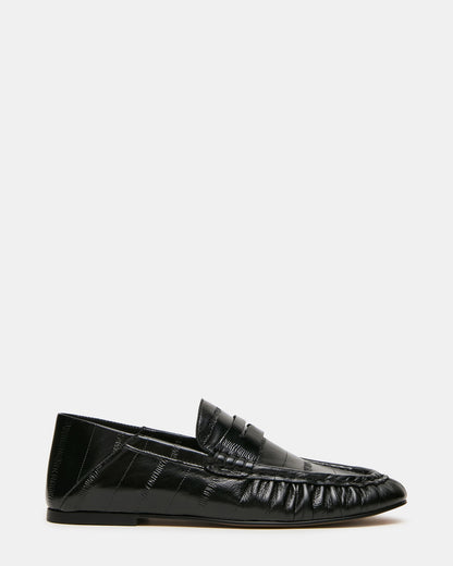 ROGER Black Eel Slip-On Women's Loafer | Steve Madden