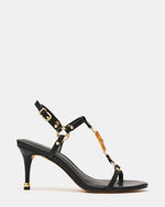 RONDA Black Bamboo Gold Detail Studs Women's Heel | Steve Madden