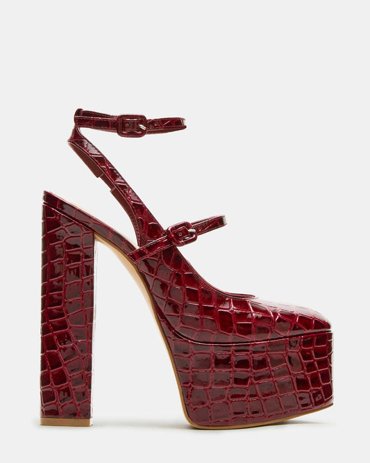 SCOTLYN Red Crocodile Women's Platform Block Heel | Steve Madden