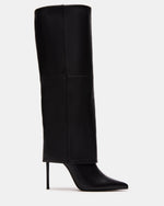 SMITH Black Leather Women's Cuffed Stiletto Boot | Steve Madden