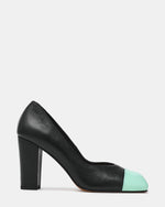 TADAN Black/Green Cap Toe Pump Women's Block Heel | Steve Madden