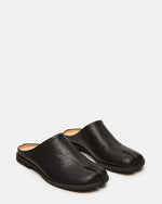 TINO Black Leather Tabi Mule Split-Toe Slip-On Women's Flat | Steve Madden