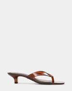 TRACIE Jelly Dark Brown Thong Strap Women's Kitten Heel | Steve Madden