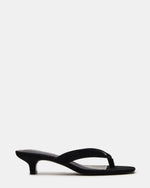 TRACIE Black Suede Thong Strap Women's Kitten Heel | Steve Madden