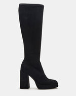 TWAIN Black Wide Calf Knee-High Block Heel Women's Boot | Steve Madden