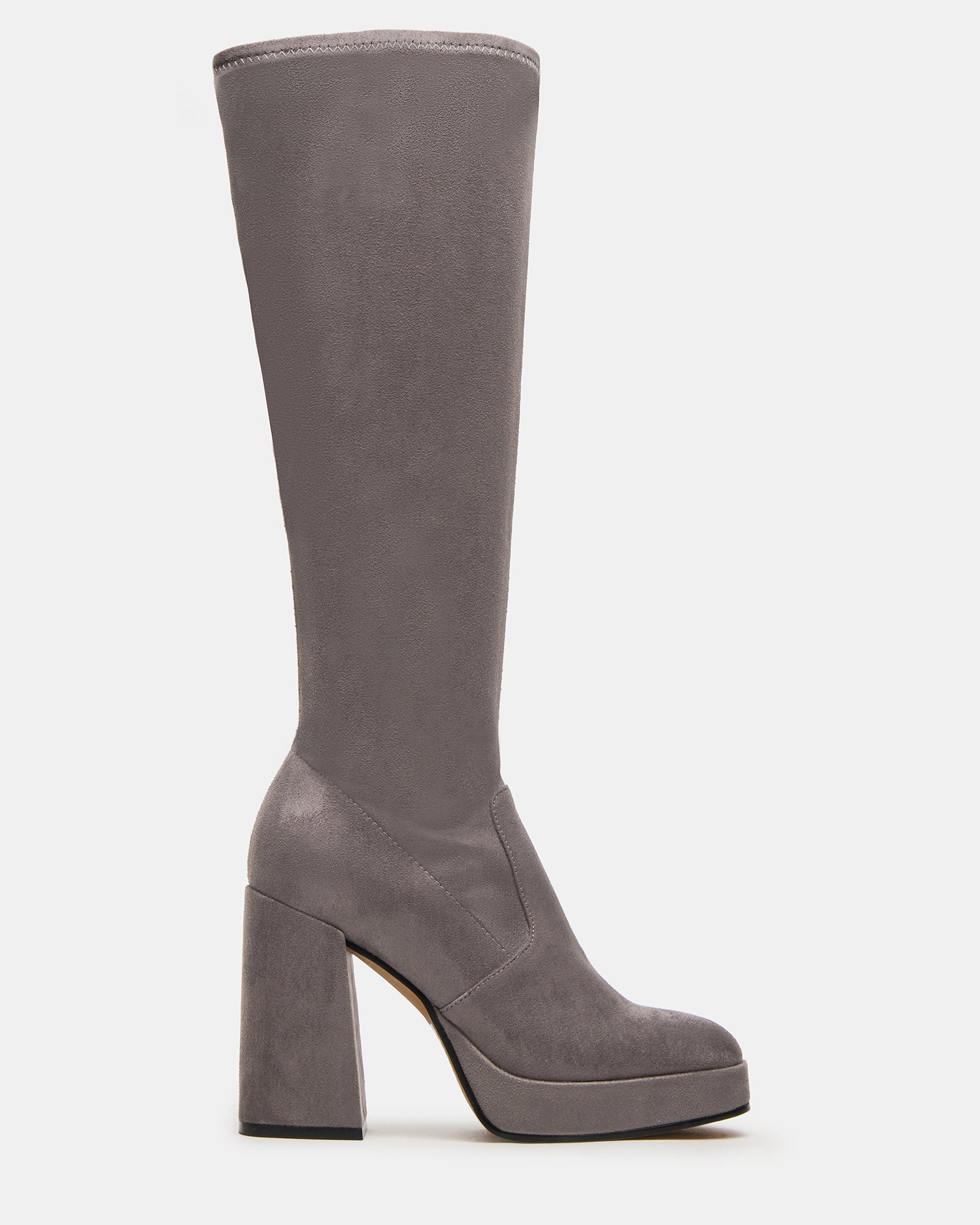 TWAIN Grey Knee-High Block Heel Women's Boot | Steve Madden