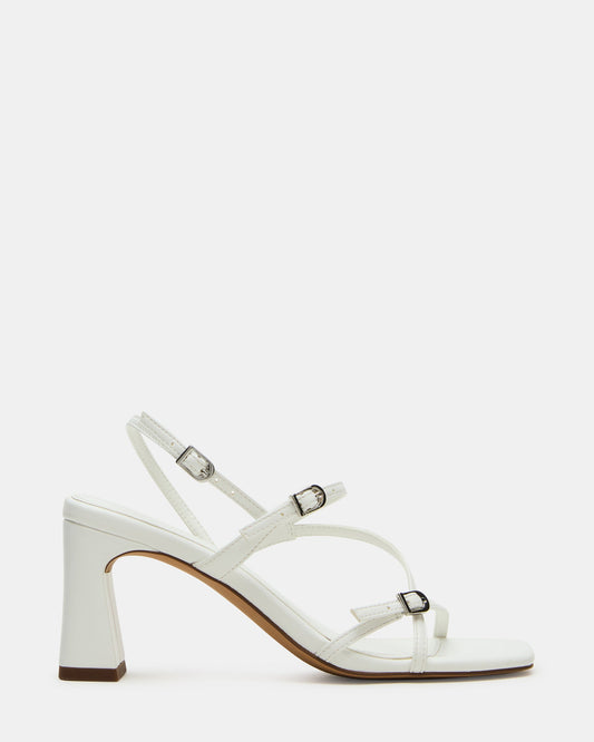 VANTAGE White Women's Square-Toe Strappy Slingback Heel | Steve Madden