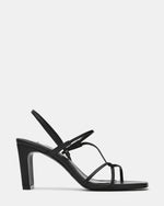 VINETIA Black Leather Strappy Square-Toe Women's Block Heel | Steve Madden