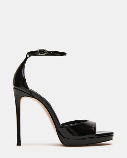 WILEY Black Patent Women's Open Toe Stiletto Heel | Steve Madden